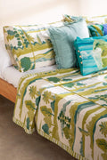 PRINT & PATTERN BEDCOVERS Treeline Land  Pure Cotton Bedcover (Field Green)
