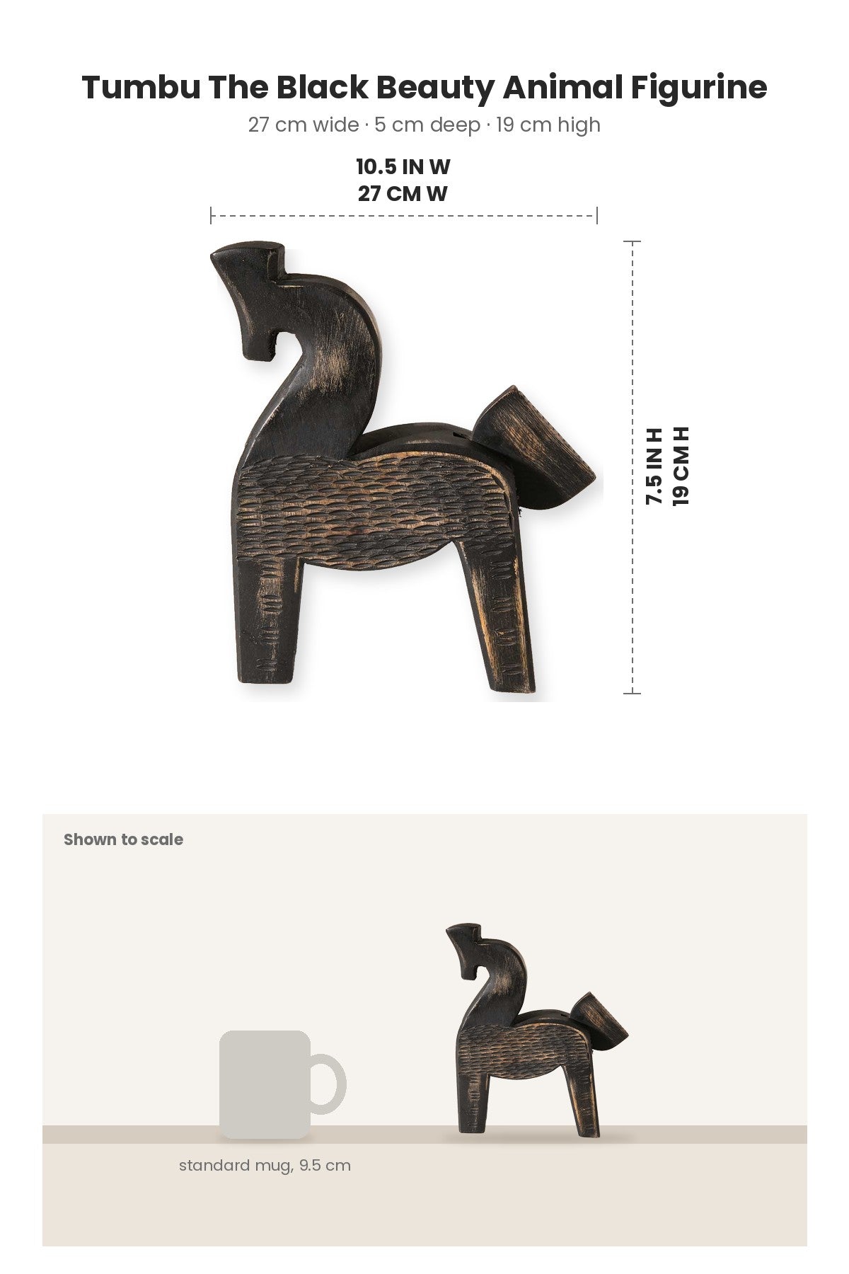 FIGURINES Tumbu The Black Beauty Animal Figurine