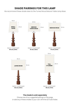 TABLE LAMPS Turned Wood Natural Table Lamp