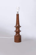 Lighting Bundle Turned Wood Natural Table Lamp with Ahnan Taper Lampshade (Peach)