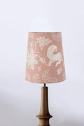 Lighting Bundle Turned Wood Natural Table Lamp with Ahnan Taper Lampshade (Peach)