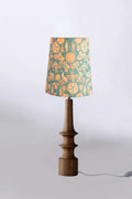 Lighting Bundle Turned Wood Natural Table Lamp with Creatures Of The Night Taper Lampshade (Blue Coral)