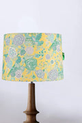 Lighting Bundle Turned Wood Natural Table Lamp with Damask Rose Taper Drum Lampshade (Butter Yellow)