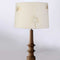 Turned Wood Natural Table Lamp with Sabar Palm Taper Drum Lampshade (White And Gold)
