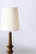 Lighting Bundle Turned Wood Natural Table Lamp with Solid Taper Lampshade (Off White)