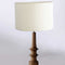 Turned Wood Natural Table Lamp with Solid Drum Lampshade (Off White)