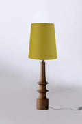 Lighting Bundle Turned Wood Natural Table Lamp with Solid Taper Lampshade (Citron Green)