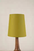 Lighting Bundle Turned Wood Natural Table Lamp with Solid Taper Lampshade (Citron Green)