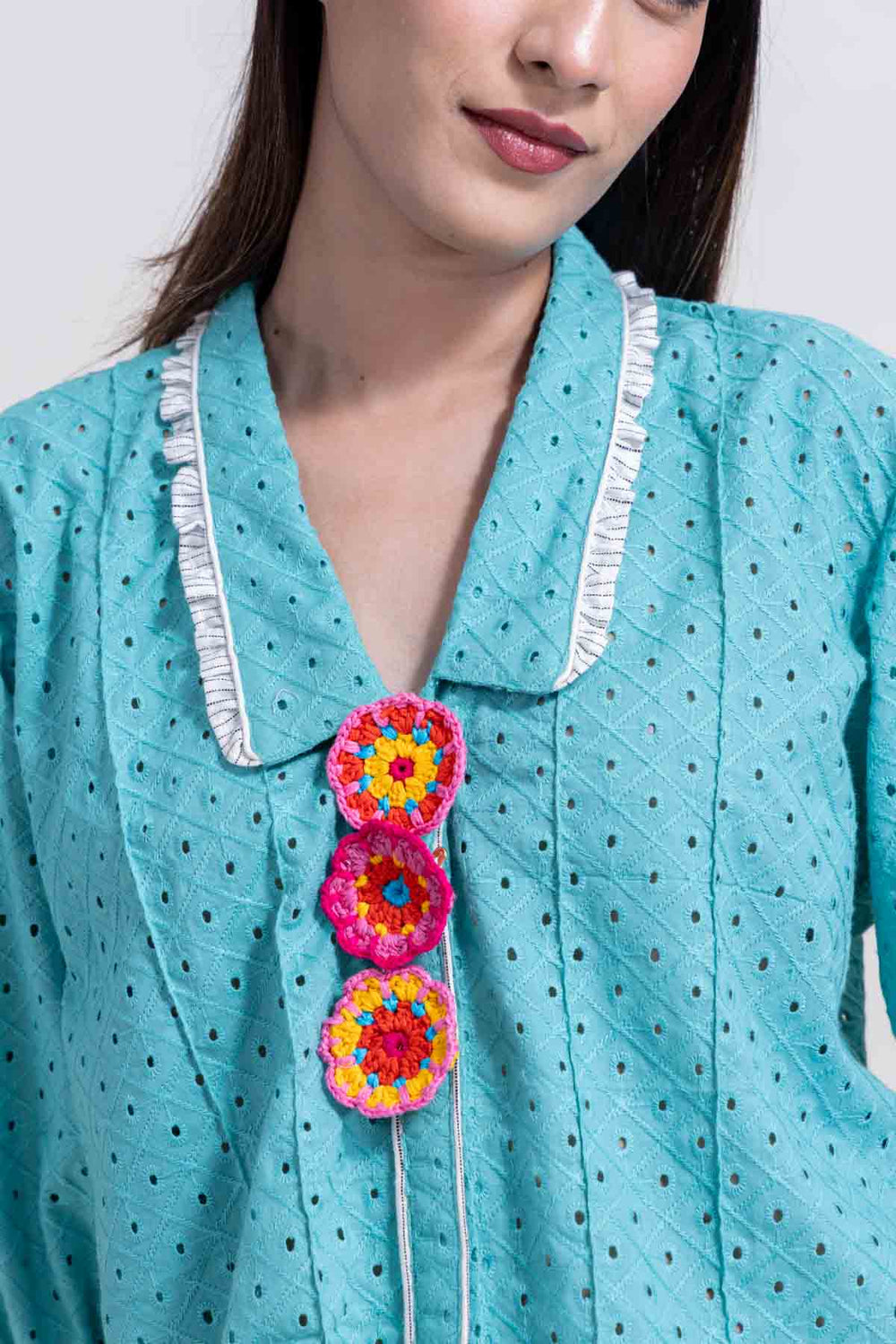 TOPS Schiffli Blouse (Turquoise)