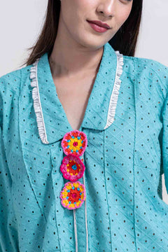 TOPS Schiffli Blouse (Turquoise)