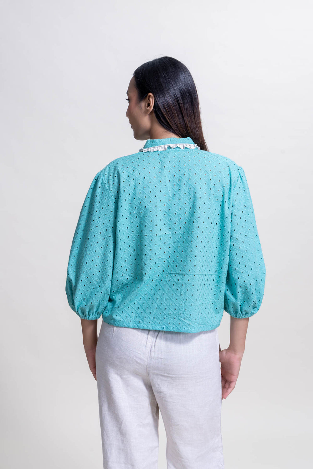 TOPS Schiffli Blouse (Turquoise)