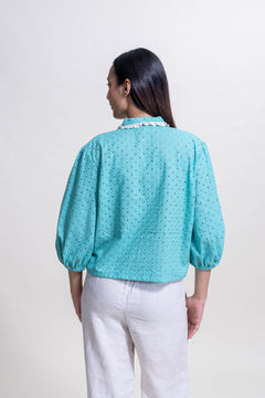 TOPS Schiffli Blouse (Turquoise)