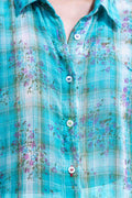 TOPS Trellis Floral Oversize Shirt (Turquoise)