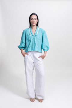 TOPS Schiffli Blouse (Turquoise)