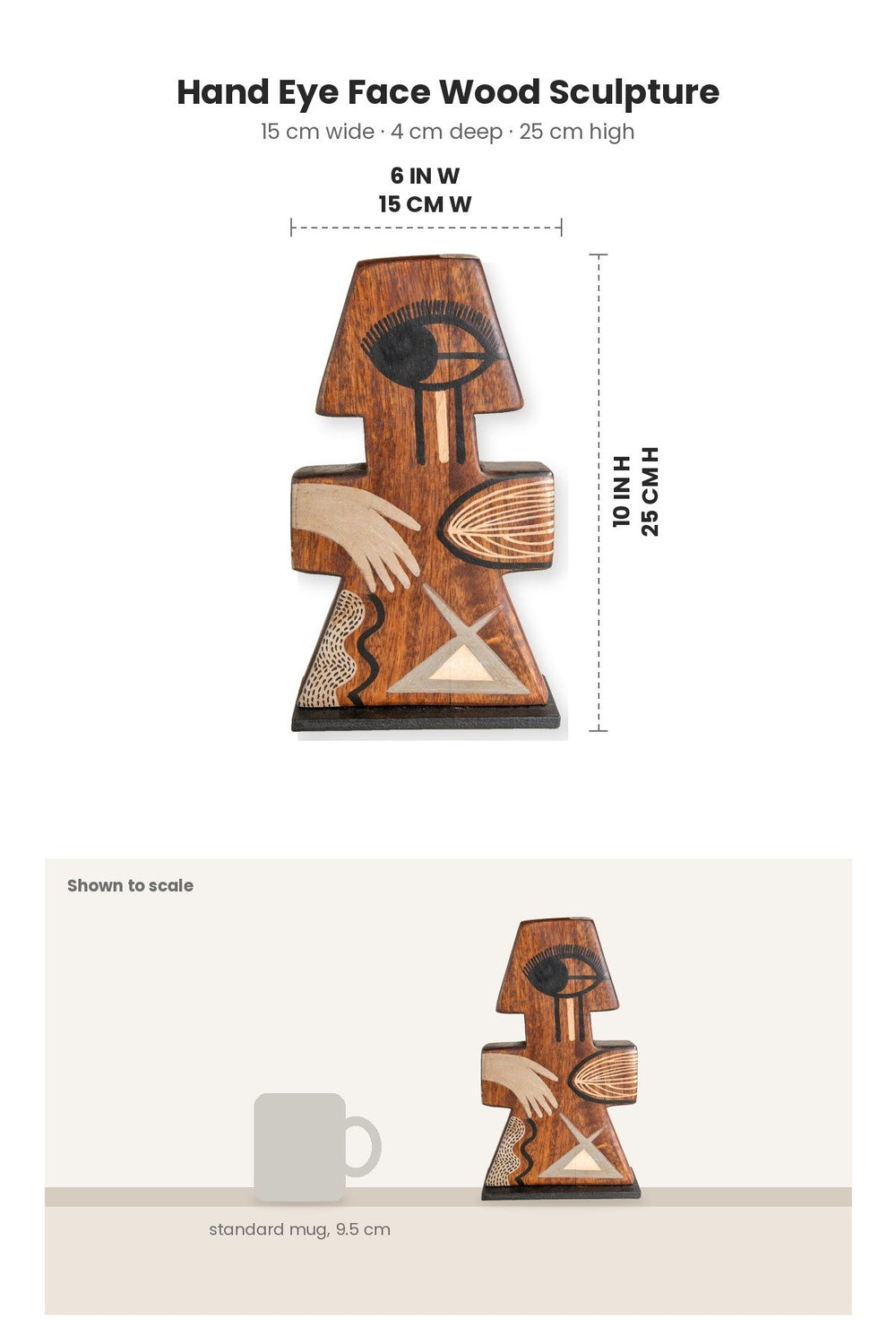 FIGURINES Hand Eye Face Wood Sculpture