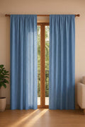 PRINT & PATTERN HEAVY FABRICS Solid Twisted Water Blue Printed Heavy Fabric And Curtains