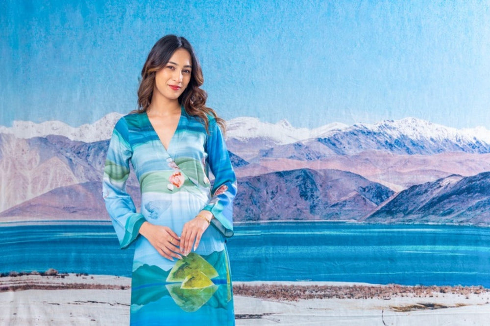 DRESSES Pangong Lake Wrap Dress (Water Blue)