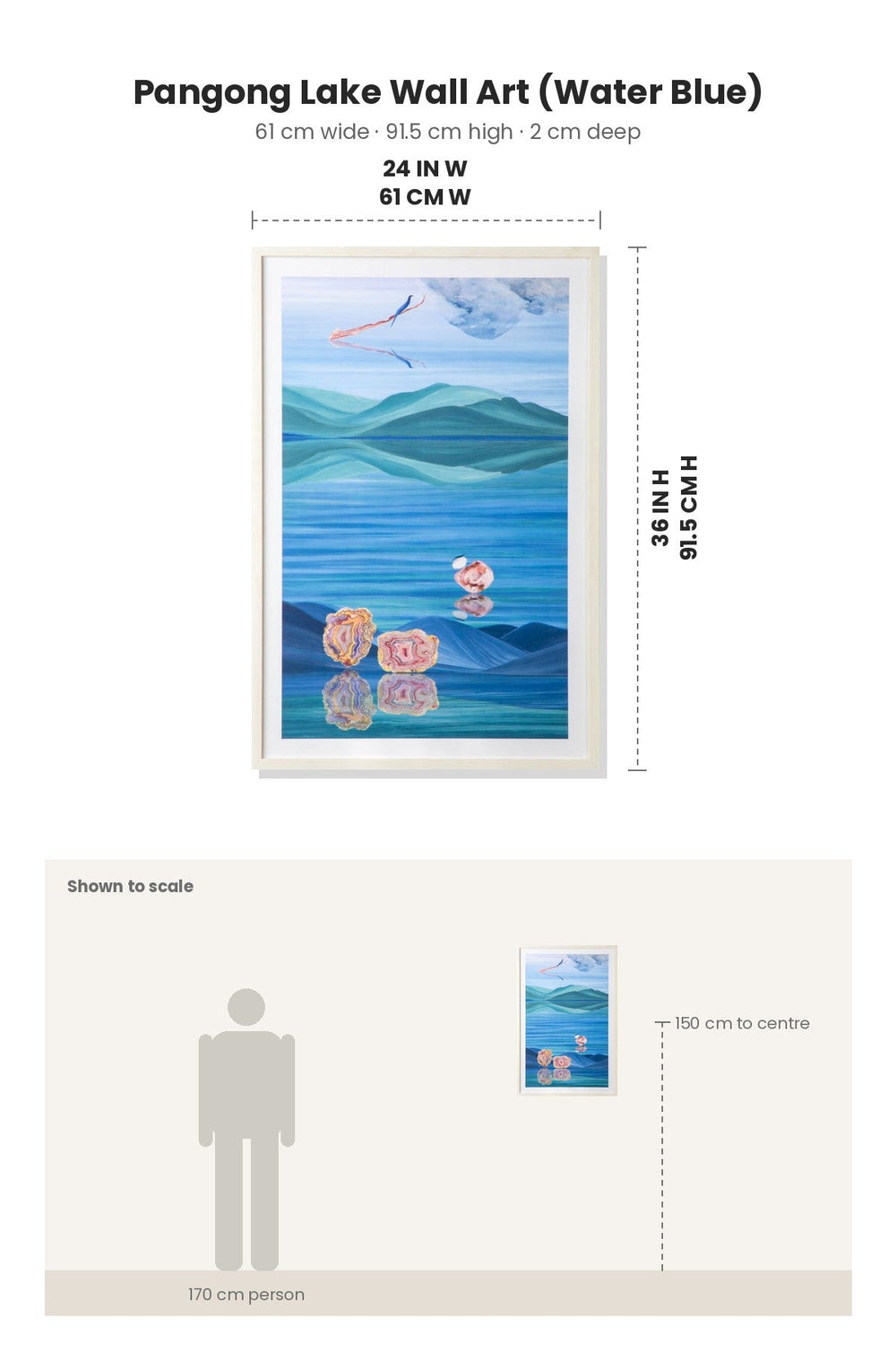 WALL ACCENTS Pangong Lake Wall Art (Water Blue)