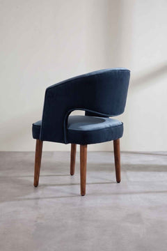 Upholstered Bundle Wave Accent Chair in Indigo Velvet Fabric