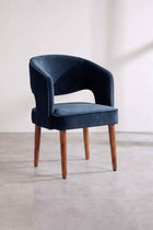 Wave Accent Chair in Indigo Velvet Fabric