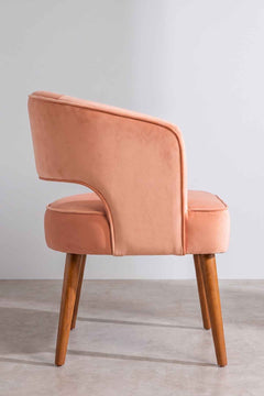 Upholstered Bundle Wave Accent Chair in Peach Velvet Fabric