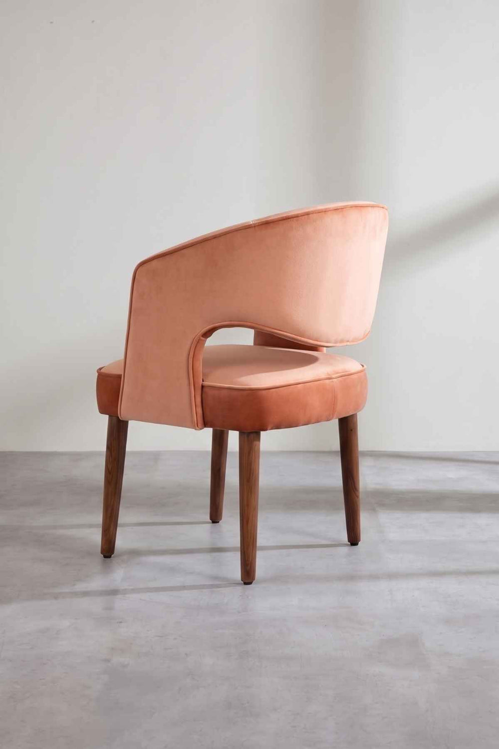 Upholstered Bundle Wave Accent Chair in Peach Velvet Fabric