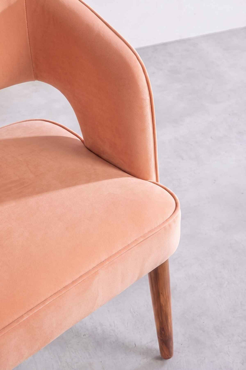 Upholstered Bundle Wave Accent Chair in Peach Velvet Fabric