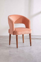 Wave Accent Chair in Peach Velvet Fabric