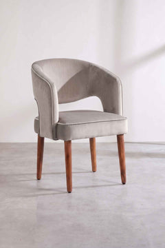Upholstered Bundle Wave Accent Chair in Silver Velvet Fabric