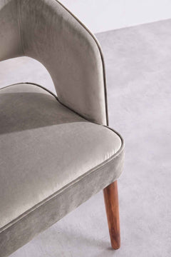 Upholstered Bundle Wave Accent Chair in Silver Velvet Fabric