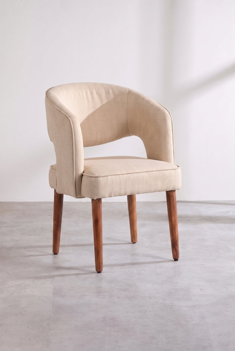 Upholstered Bundle Wave Accent Chair in Golden Sand Fabric