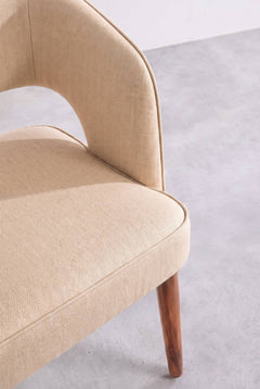 Upholstered Bundle Wave Accent Chair in Golden Sand Fabric