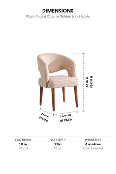 Upholstered Bundle Wave Accent Chair in Golden Sand Fabric