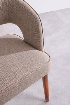 Upholstered Bundle Wave Accent Chair in Herringbone Saturn Sand Fabric