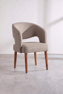 Upholstered Bundle Wave Accent Chair in Herringbone Saturn Sand Fabric