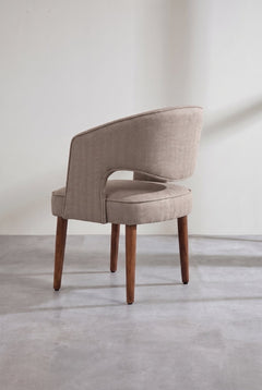 Upholstered Bundle Wave Accent Chair in Herringbone Saturn Sand Fabric