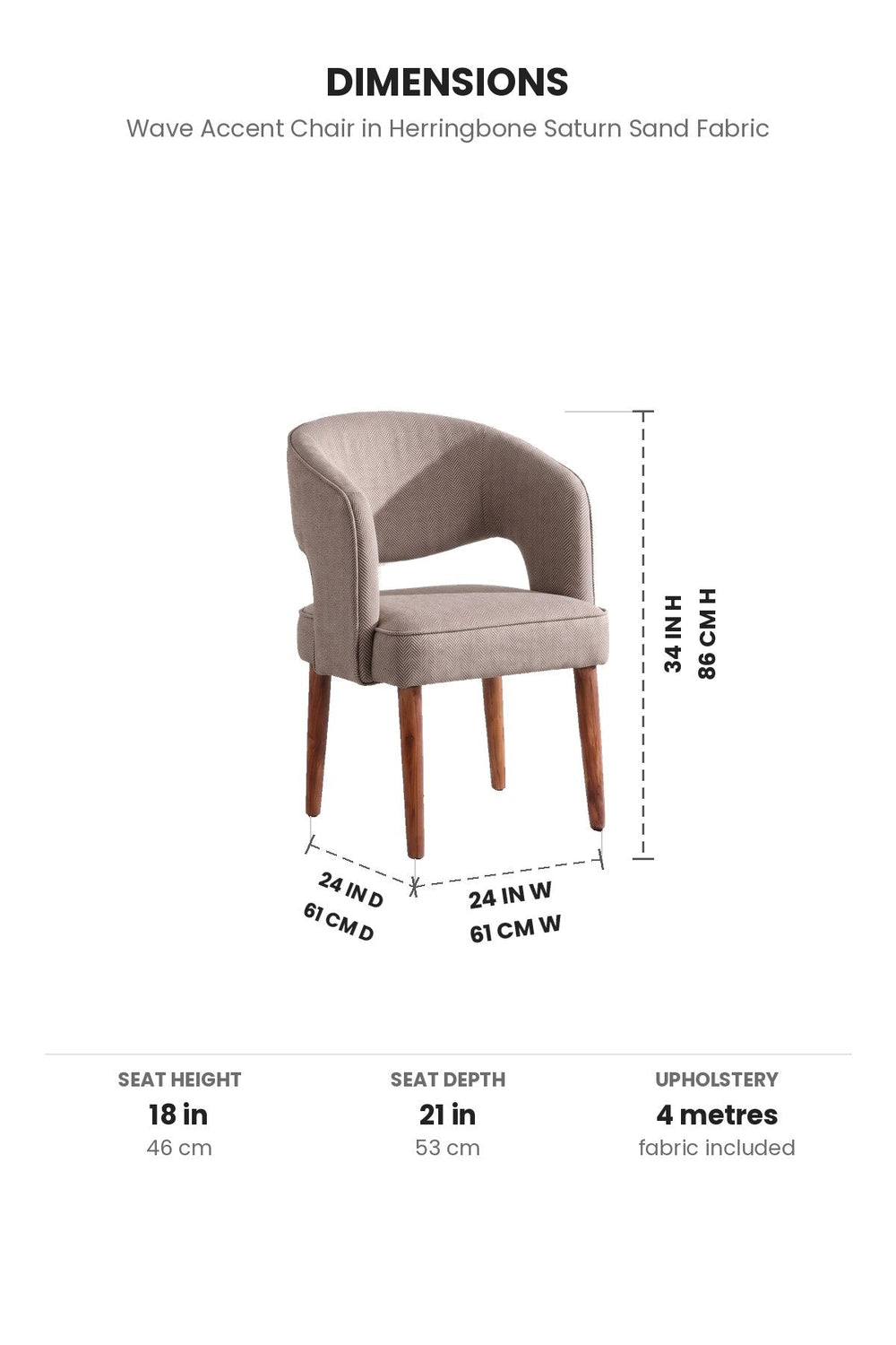 Upholstered Bundle Wave Accent Chair in Herringbone Saturn Sand Fabric