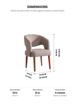 Upholstered Bundle Wave Accent Chair in Herringbone Saturn Sand Fabric