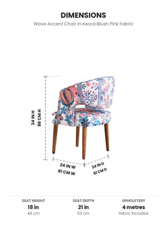 Upholstered Bundle Wave Accent Chair in Keora Blush Pink Fabric