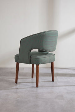 Upholstered Bundle Wave Accent Chair in Code Shadow Plum Green Fabric