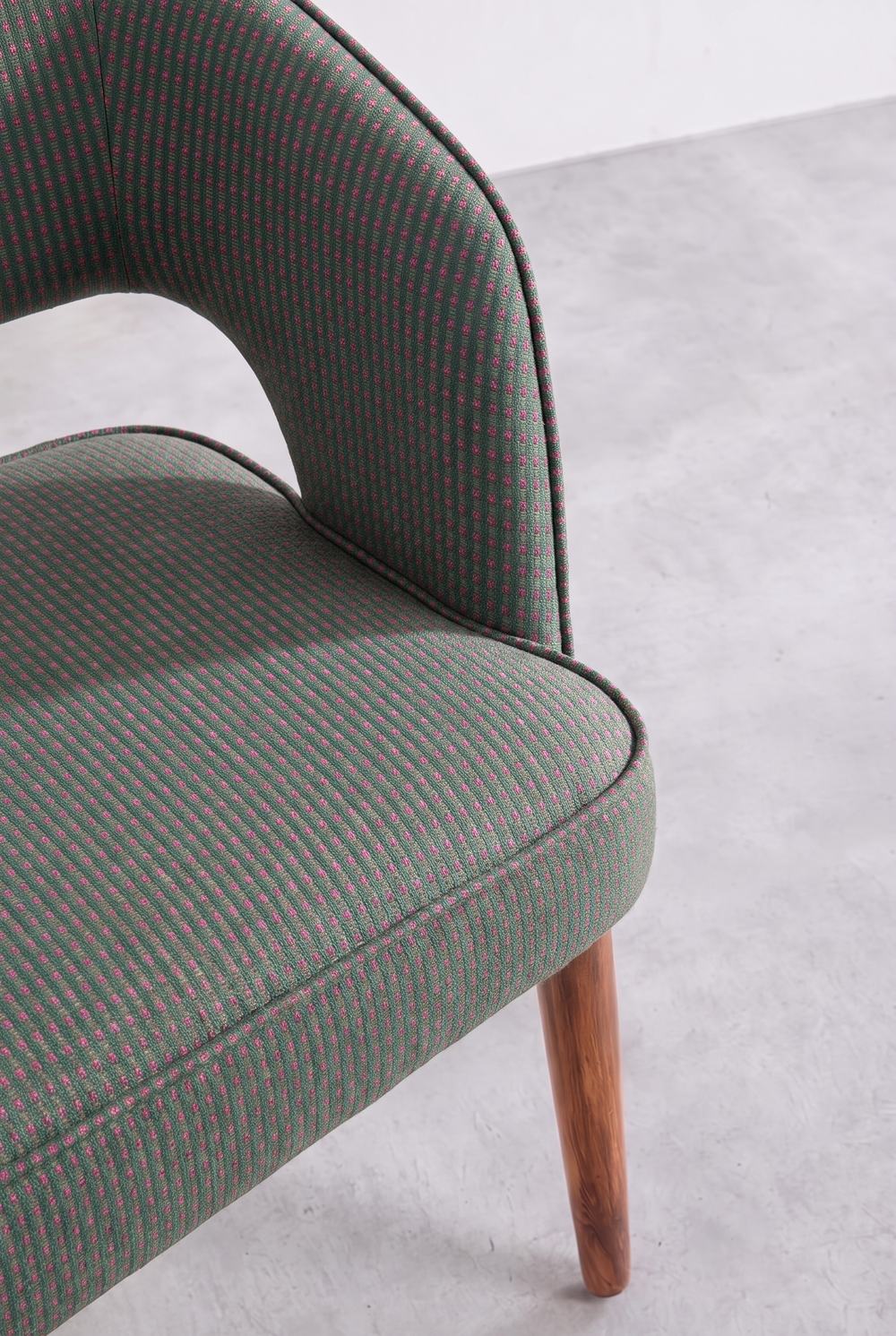 Upholstered Bundle Wave Accent Chair in Code Shadow Plum Green Fabric