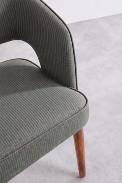 Upholstered Bundle Wave Accent Chair in Code Shadow Plum Green Fabric