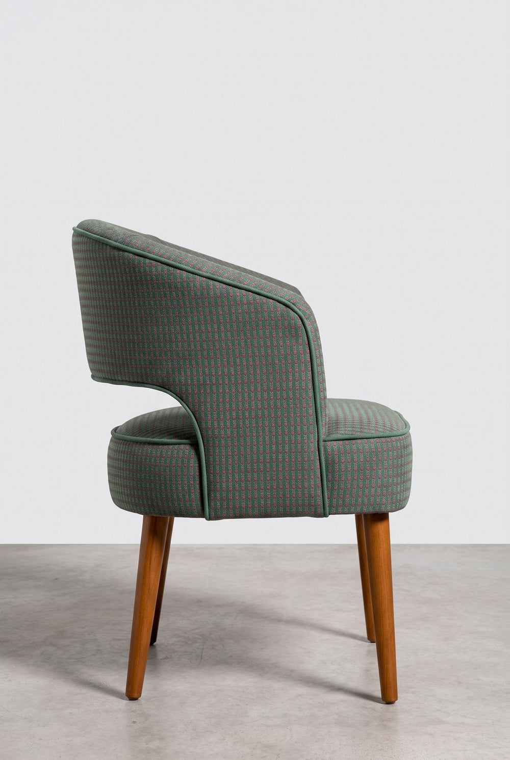 Upholstered Bundle Wave Accent Chair in Code Shadow Plum Green Fabric