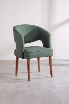 Upholstered Bundle Wave Accent Chair in Code Shadow Plum Green Fabric