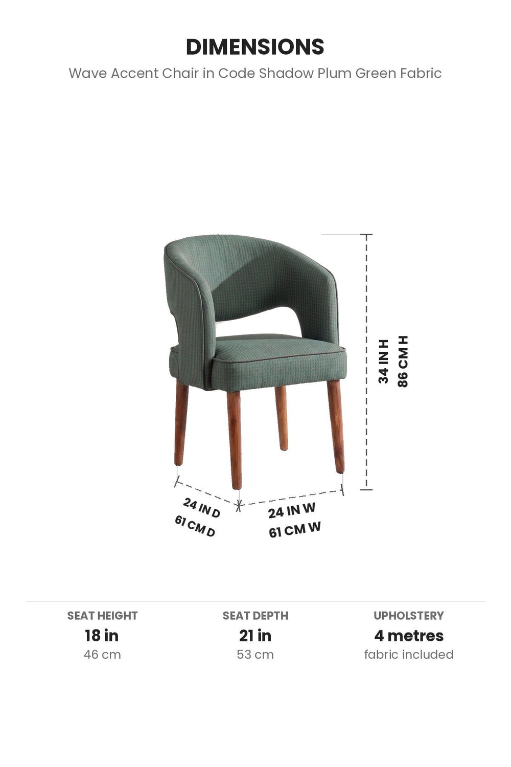 Upholstered Bundle Wave Accent Chair in Code Shadow Plum Green Fabric