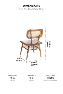 DINING CHAIRS Teak Wood And Wicker Chair
