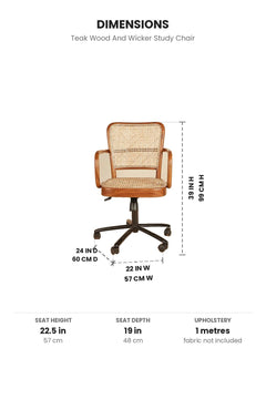 STUDY CHAIRS Teak Wood And Wicker Study Chair