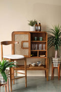 CABINETS Teak Wood And Wicker Bar Cabinet