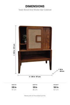 CABINETS Teak Wood And Wicker Bar Cabinet
