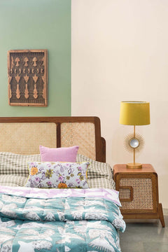 BEDSIDE TABLES Teak Wood And Wicker Bedside Table